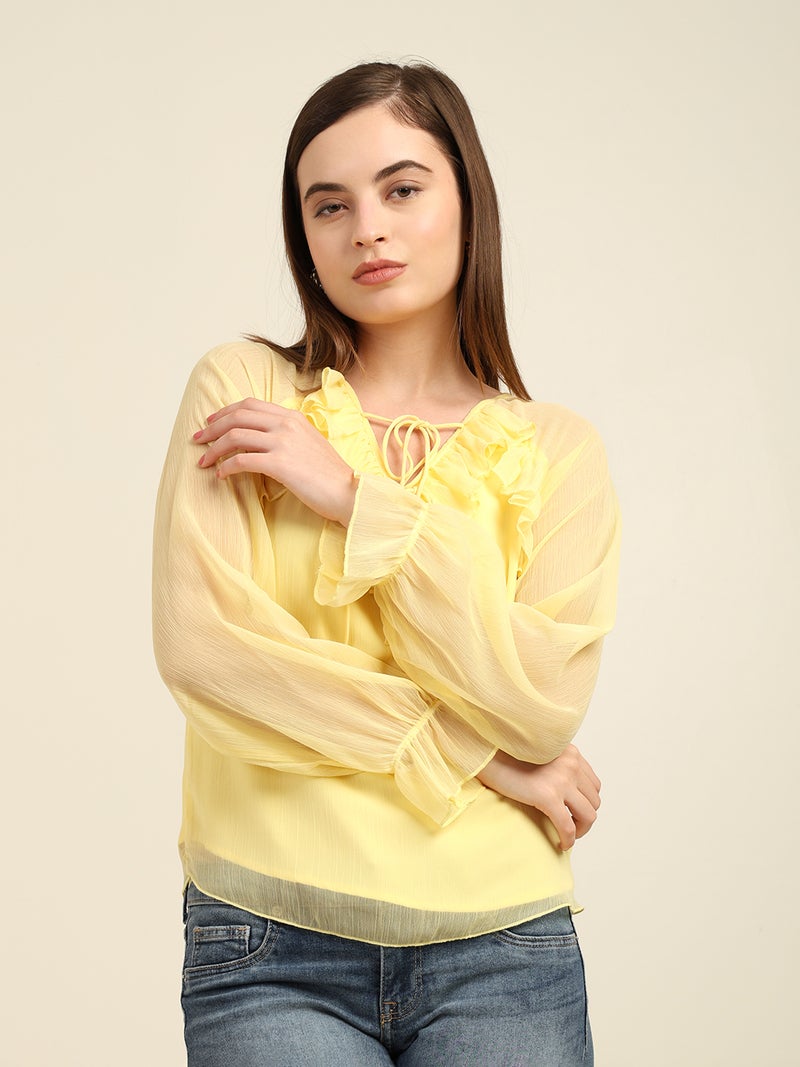 7OUNCE Chiffon Top for Women - Yellow - Image 3